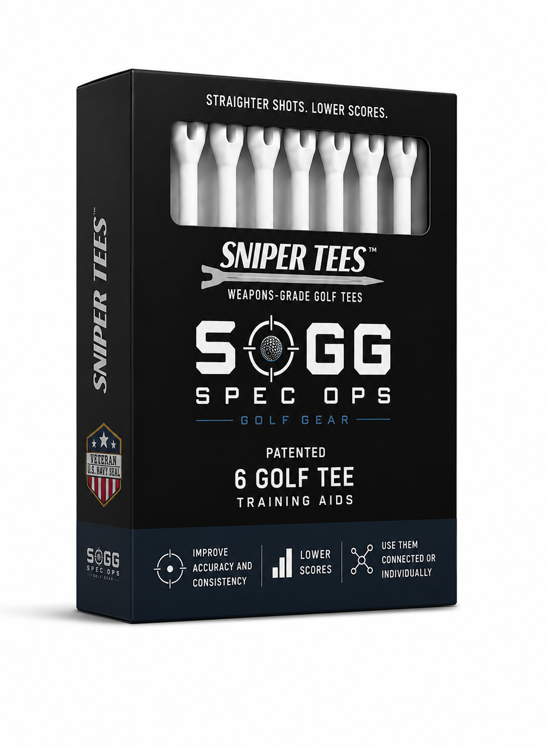 Black Packaging Snipertees (6 Pack)